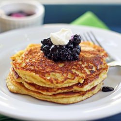 Banana Nut Pancakes with Blueberry