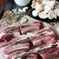 Pan Fried Pork Ribs with Mushrooms