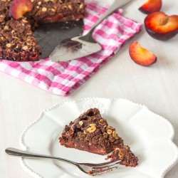 Chocolate Plum Crumble Tart
