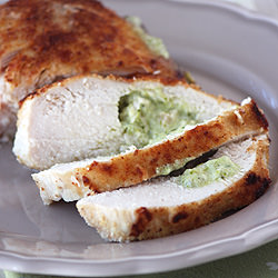 Pesto Cream Cheese Stuffed Chicken