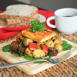 Breakfast Hash with Fried Tofu Egg