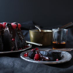 Chocolate Bourbon Berry Bundt Cake
