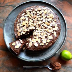 Chocolate Almond Lime Semolina Cake