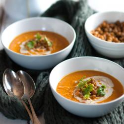 Carrot Soup with Crisped Chickpeas