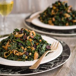 Warm Kale Salad w/Cranberries, Nuts