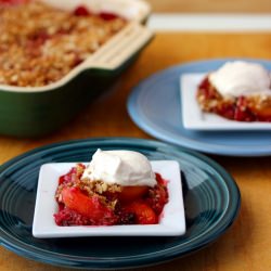 Raspberry and Peach Crisp