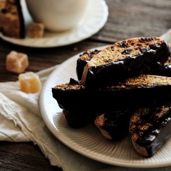 Chocolate Candied Ginger Biscotti