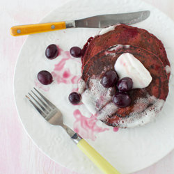 Red Beet Pancakes with Sweet Grape