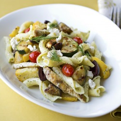Warm, Mediterranean Pasta Salad