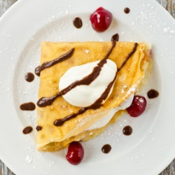 Crepes with Morello Cherry Yogurt