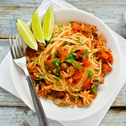 Baby Octopus and Tomato Spaghetti