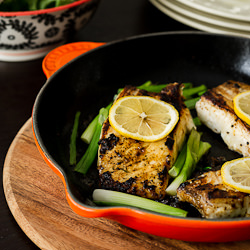 Garlic & Herb Halibut with Scallion