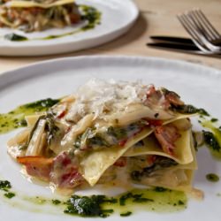 Chard and Bacon Open Lasagne