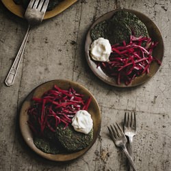 Root Slaw & Swiss Chard Fritters