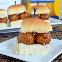 Cheddar Jack Bacon Meatball Sliders