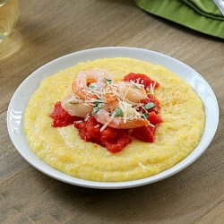 Shrimp and Tomatoes Over Polenta