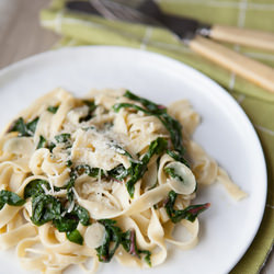 Fettuccine with Swiss Chard & Garlic