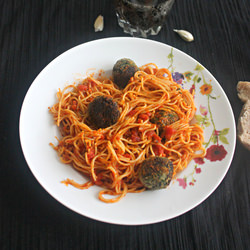 Spaghetti with Spinach Balls