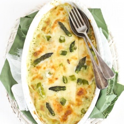 Pan of Crepes with Asparagus