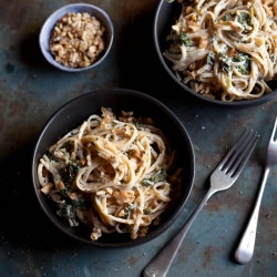 Lemon Spinach Goat Cheese Linguini