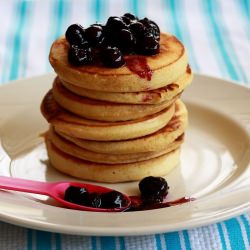 Vanilla Pancakes Blueberry Sauce
