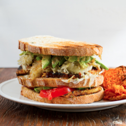 Tempeh Reuban Club Sandwich