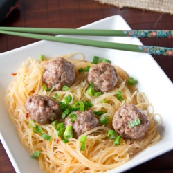 Asian Meatballs and Rice Noodles