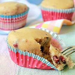 Eggless Lemon Cranberry Muffins
