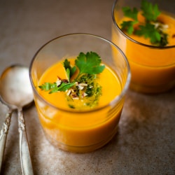 Carrot Soup & Parsley Almond Pesto
