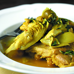 Braised Chicken w Artichokes, Olive