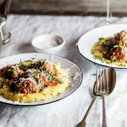 Meatballs on Polenta