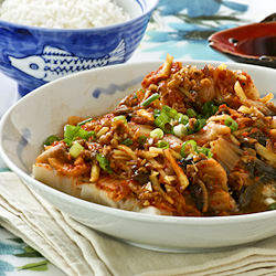 Steamed Cod with Kimchi