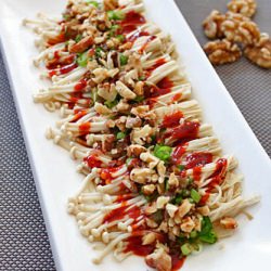 Enoki Mushroom & Spicy Walnuts Sauce
