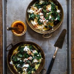 Spring Onion, Chard Chevre Frittata