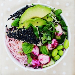 Pink Somen Noodles & Sesame Tofu