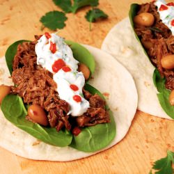 Asian Pork Tacos with Herb Cream