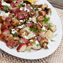 Grilled Potatoes and Mushrooms