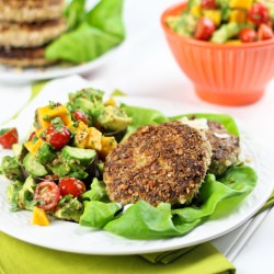 Pork Patties & Cucumber Mango Salad