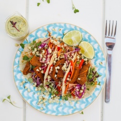 Seitan Tacos with Jicama Slaw