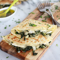 Spinach Artichoke and Brie Crepes