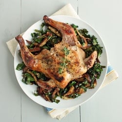 Cornish Game Hen w/ Shitake & Chard