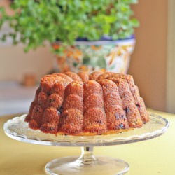 Rhubarb Blueberry Breakfast Cake