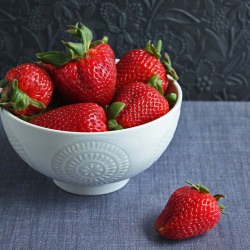 Strawberries on Grey and Black