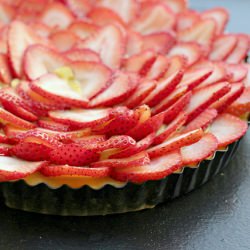 Rhubarb Curd Tart with Strawberries