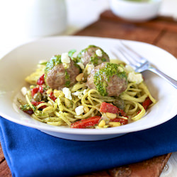 Lamb Meatballs & Mint Pesto Linguine