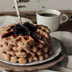 Almond Waffles & Blackberry Syrup