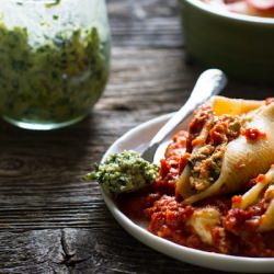 Asparagus + Kale Stuffed Shells