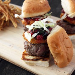 Beef Sliders with Fried Goat Cheese