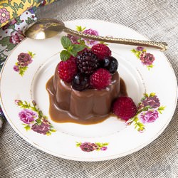 Chocolate Flan with Berries