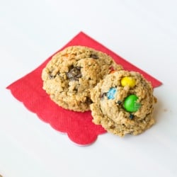 Peanut Butter M&M Oatmeal Cookies
